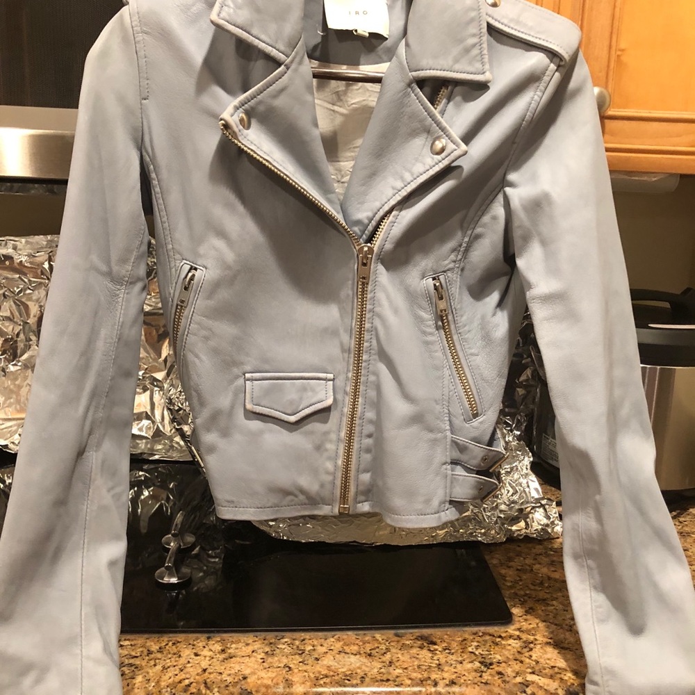 IRO blue leather jacket size FR38